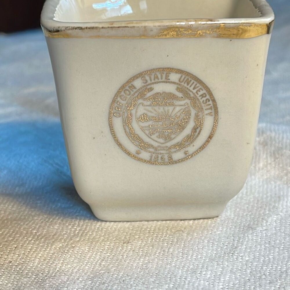 VTG Costa Nova, Oregon State University emblem. Toothpick holder. Stoneware